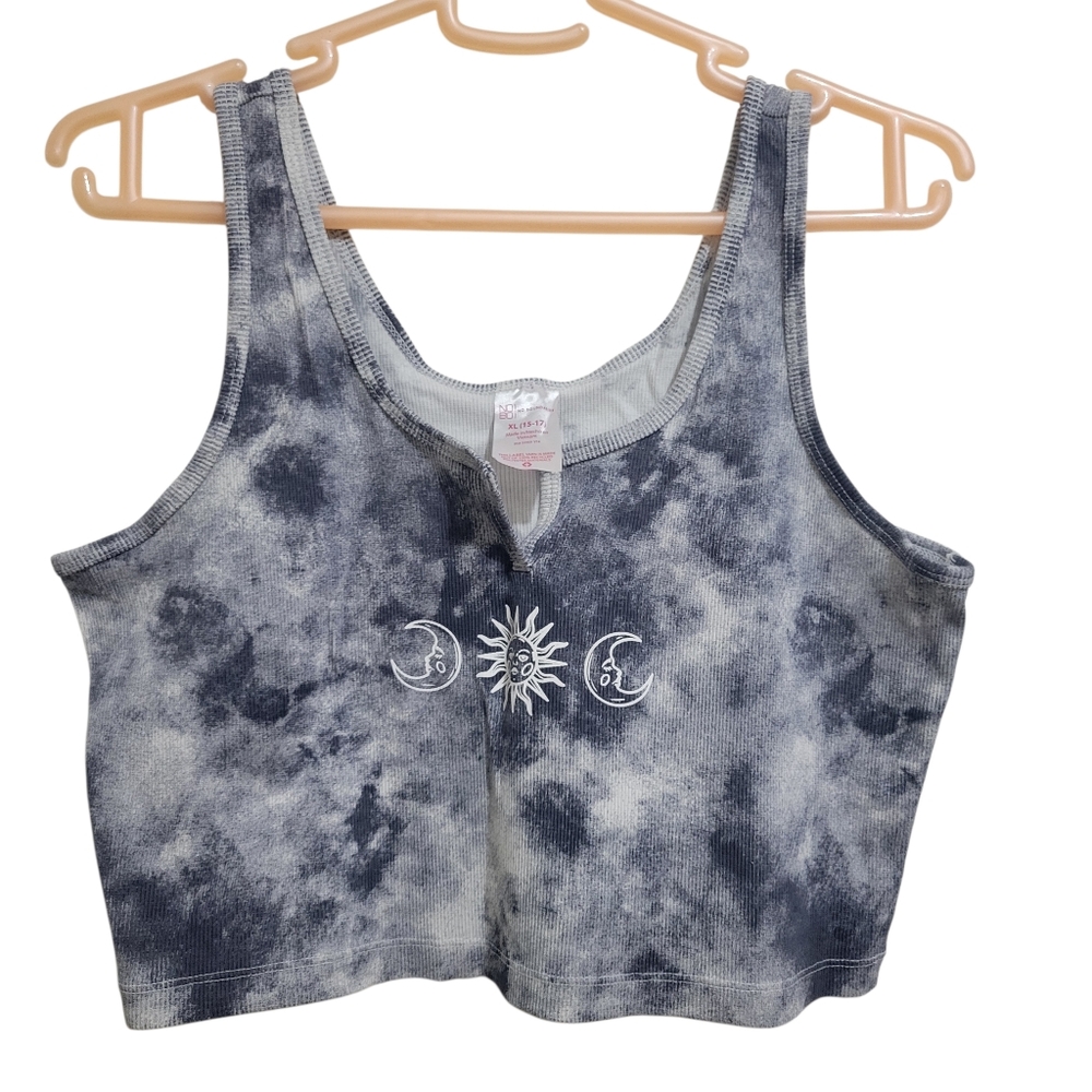 No Boundaries Blue and White Celestial Crop Top